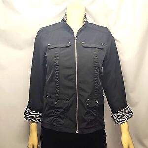 Zenergy By Chico’s Black Zebra Print Jacket